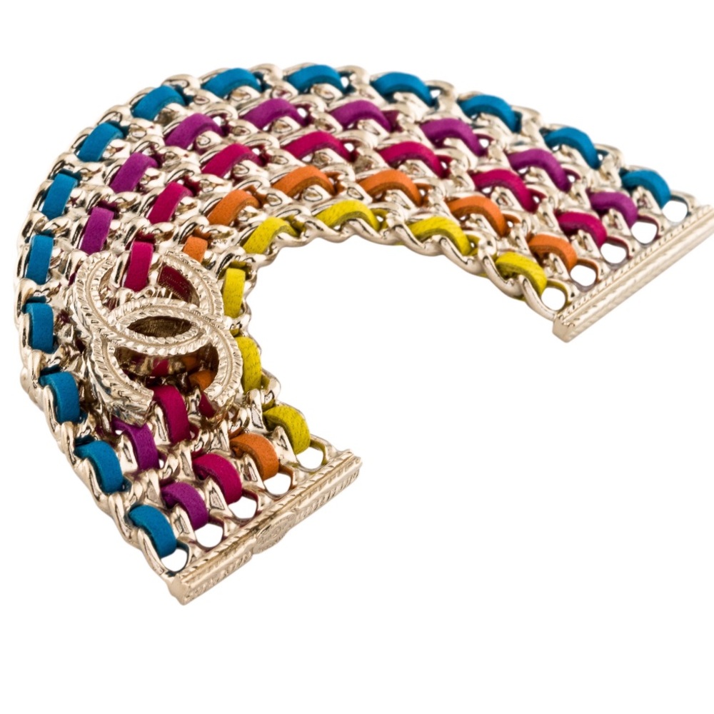 New!!! Authentic Chanel CC Rainbow Leather Brooch - Picture 4 of 4